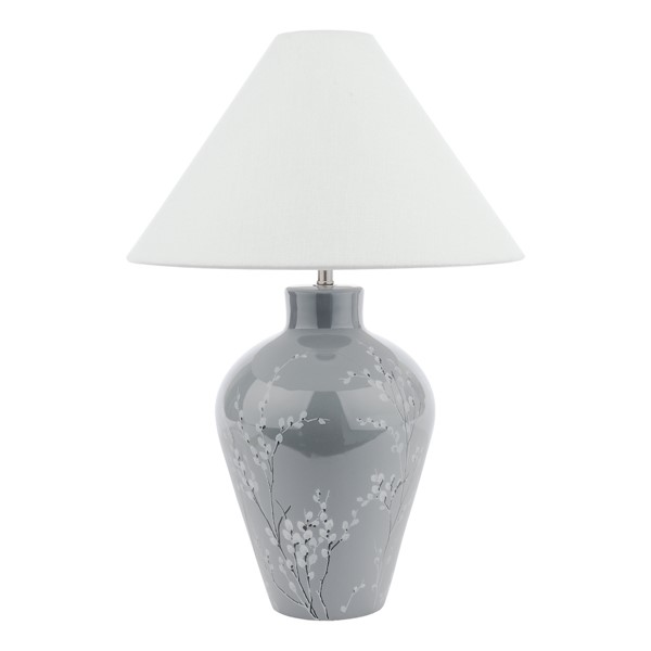 (image for) Laura Ashley Pussywillow Table Lamp Grey Ceramic and Polished Nickel With Shade